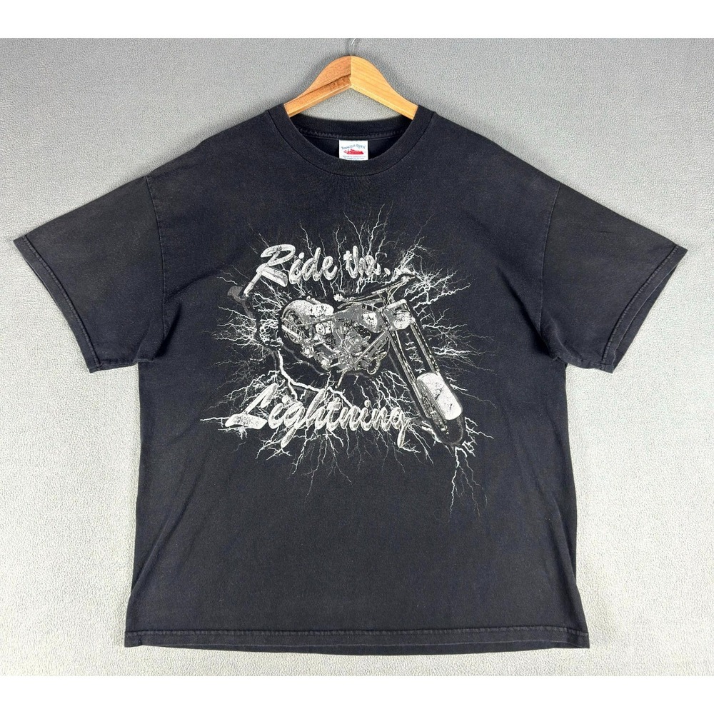 Tennessee River Shirt XL Black Ride The Lightning Biker Grunge Faded Vintage